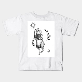 Sun moon and white rabbit Kids T-Shirt